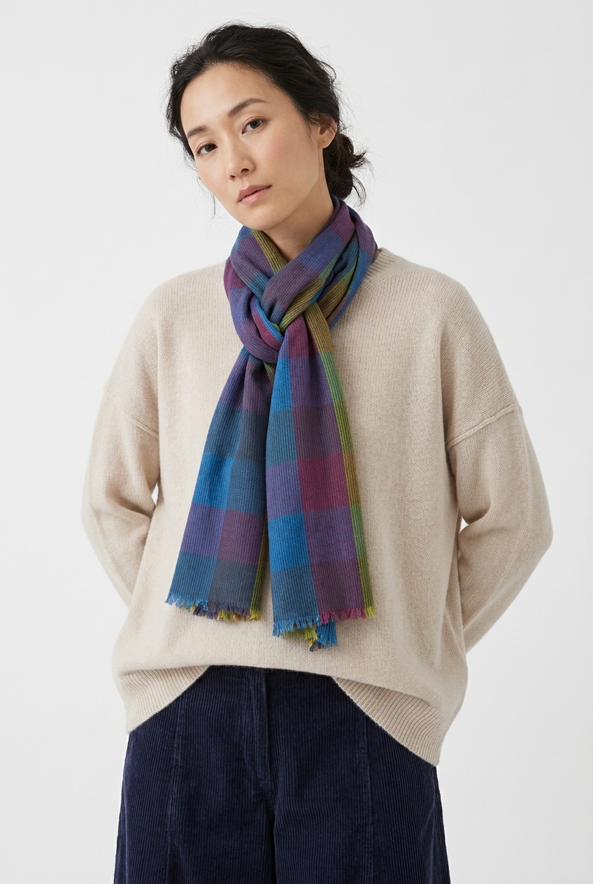 Scarf 6910 450LAKE Blend of wool and cotton