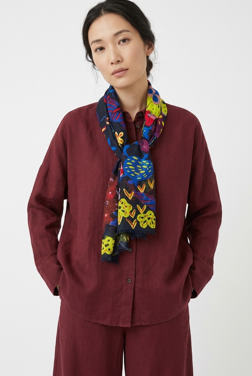 Scarf 6915 Turquoise Pure wool